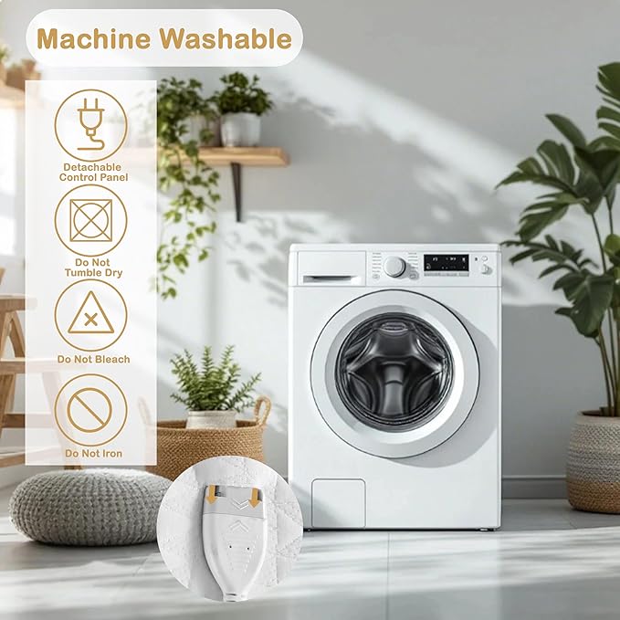 Electric Mattress Pad King Size 78"x80" with 10 Hours Auto Off 4 Heat Setting Dual Controller Fit Up to 15 Inch Deep Pocket, Machine Washable - White Diamond Printed Pattern