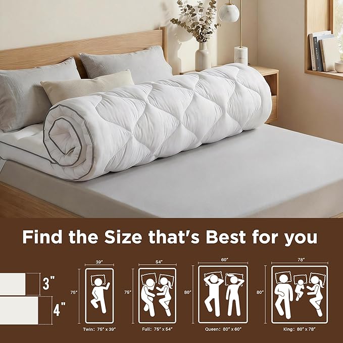 King Mattress Topper - 3 Inch Ultra Thick Soft Memory Foam Mattress Pad for Back Pain Relief, Pillow Top Mattress Topper King for Bedrooms, Guest Rooms & RVs, 80x78 Inch.