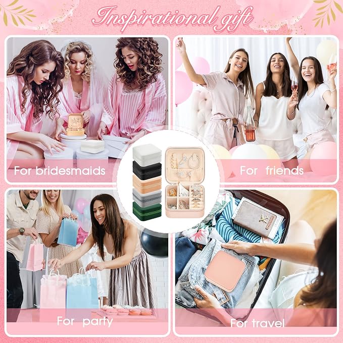 Taiyin Travel Jewelry Case, Bridesmaid Gifts Mini Jewelry Organizer, PU Leather Portable Earring Box for Women Girls - Image 7