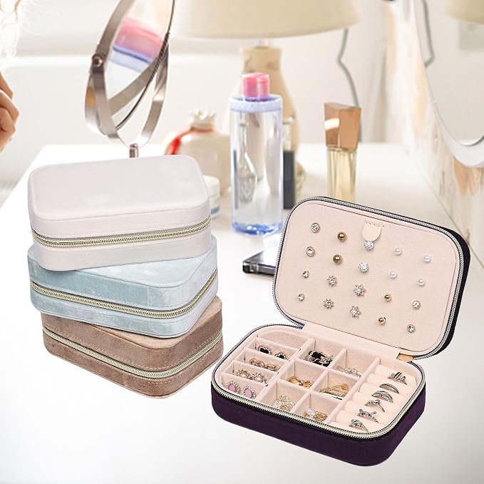 Dajasan Mini Travel Jewelry Case, Small Portable Travel Jewelry Organizer Box, Velvet Jewelry Gift Box for Women Girls (Modena) - Image 7