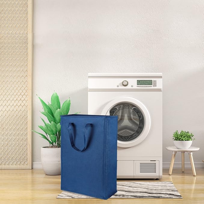 Odonata Slim Laundry Hamper Handles Collapsible Laundry Basket Thin Dirty Clothes Basket Narrow Laundry Bag Foldable Dirty Hamper 45L (Navy blue) - Image 7