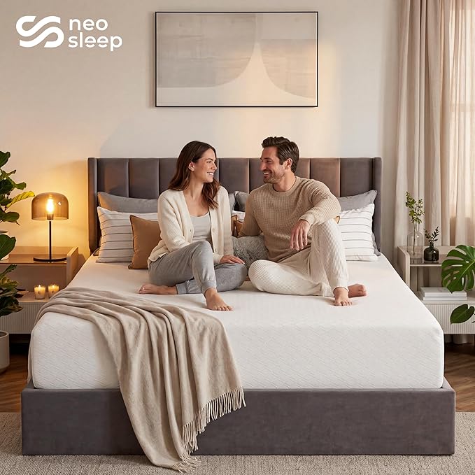Neo Sleep 10 Inch King Cooling Gel Memory Foam Medium Firm Mattress Cool Sleep Pressure Relief CertiPUR-US Certified Foam, Mattress-in-a-Box Kids and Adults No Fiberglass (King, 10 in)