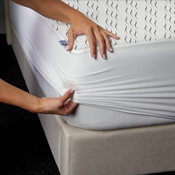 Sealy Flex Charcoal Mattress Cover Protector, Twin- PerfectGrip Stretch Sidewalls Fitted, Waterproof