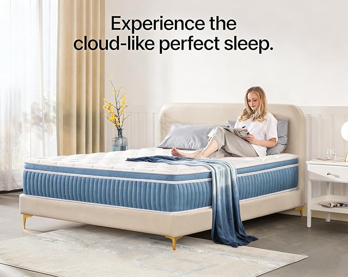 Full Size Mattress - 12 inch Hybrid Full Mattress in a Box, Memory Foam Mattress with Pocket Springs, Medium Firm, Pressure Relief & Motion Isolation, CertiPUR US Certified, 100 Nights Trial