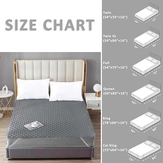 California King Mattress Protector – Waterproof Mattress Pad for Incontinence – Soft, Breathable, Washable Cover with Strong Elastic Corner Straps – Fits Up to 16" Deep