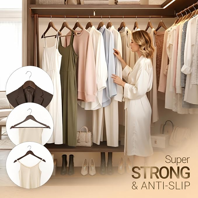 Utopia Home Premium Wooden Hangers 30 Pack - Durable & Slim Coat Hanger - Suit Hanger with 360-Degree Rotatable Hook - Wood Hangers with Shoulder Grooves (Vintage Color) - Image 7