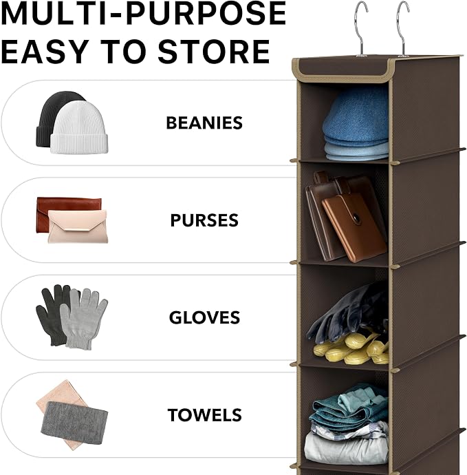 Simple Houseware 10 Shelves Hanging Shoes Organizer Holder for Closet, Brown - Image 7