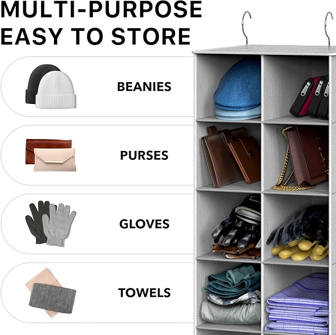 Simple Houseware 20 Section Shelves Hanging Shoes Organizer Holder for Closet, Gray - Image 7