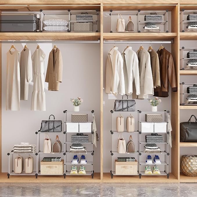 AWTATOS Closet Organizer 8 Cube Storage Shelves Clothes Organizers Closet Storage Stackable Cubby Shelving for Closet Bedroom Living Room Translucent - Image 8