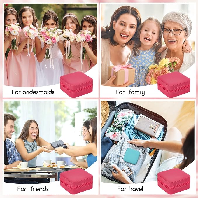 Taiyin Travel Jewelry Case, Bridesmaid Gifts Mini Jewelry Organizer, PU Leather Portable Earring Box for Women Girls - Image 7
