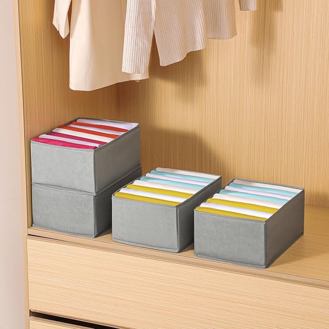 Coorganisers4 Packs T-shirt Drawer Organizers for Clothing,8 Grids Compartment Wardrobe Storage Box, Clothes Organizer for Folded Clothes, T-shirt, Legging-12.59''x9.05''x5.9 - Image 7