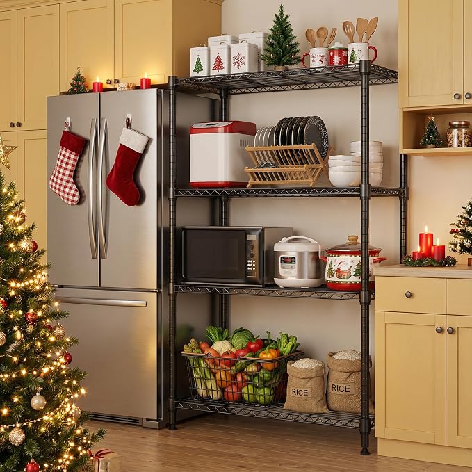 M MZG 1400 lbs 4 Tier Storage Rack Metal Wire Shelving Unit, Storage Standing Household Shelf Organizer for Kitchen Pantry Closet Garage Basement Utility Room, Black 15.8" D x 45.3" W x 59.4" H - Image 7