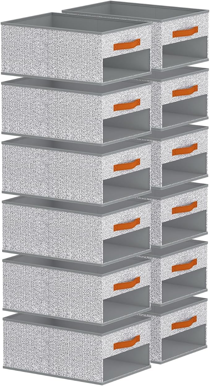 Homsorout Drawer Organizers and Storage - 12 Pack Foldable Pants Organizer with Clear Window & Handles, Fabric Closet Organizer for Clothes, Jeans, Sweaters, Towels, T-shirt, Scarf (Ant Light Gray) - Image 9