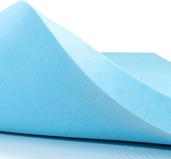 SUBRTEX 4 Inch Memory Foam Mattress Topper Ventilated Gel Infused Bed Foam Topper for Pressure Relieving, CertiPUR-US Certified, King, Blue