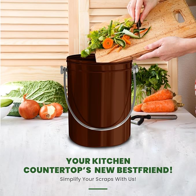 Utopia Kitchen Compost Bin for Kitchen Countertop, 1.3 Gallon Compost Bin for Kitchen with Lid, Includes 1 Spare Charcoal Filter (Copper) - Image 6