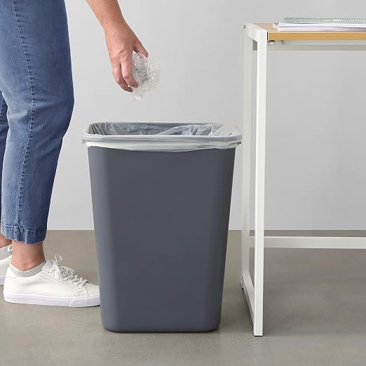 Amazon Basics Lightweight Rectangular Commercial Office Wastebasket, 10 Gallons, Grey - Image 7