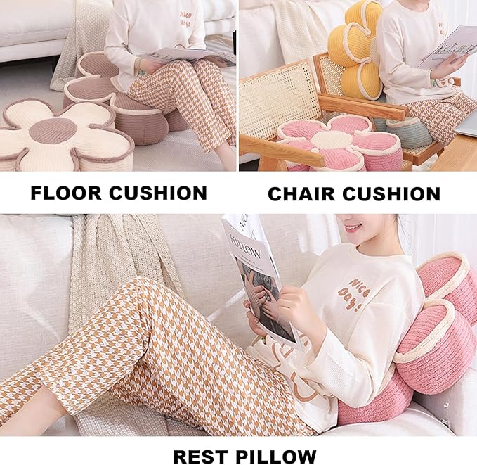 XIAIJIA 3 PCs Flower Pillow Flowers Shaped Pillow Cushion Decorative Daisy Pillow for Bed Cute Throw Pillows