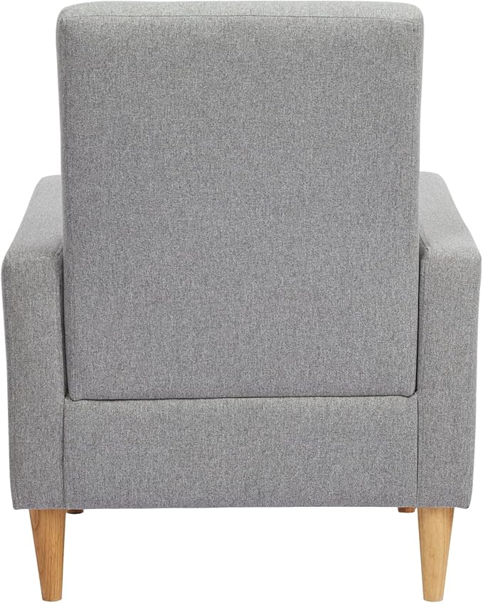 COLAMY Modern Upholstered Accent Chair Armchair with Pillow, Fabric Reading Living Room Side Chair,Single Sofa with Wood Legs, Light Grey