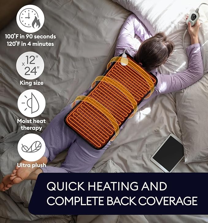 GENIANI Mothers Day Gifts for Mom – Electric Heating Pad for Back, Neck & Shoulders, Soft Microplush Electric Throw Heating Pad for Relaxation & Period Comfort, Fast Heating, Auto Shut Off, 12"x24"