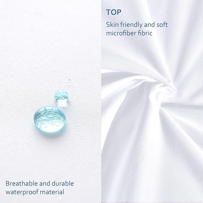 Moonsea Waterproof Mattress Protector,Mattress Cover Protector, Smooth Top Mattress Protector for Kids, Breathable Skin Friendly and Noiseless Fitted Sheet,Cal King Size,Polyester
