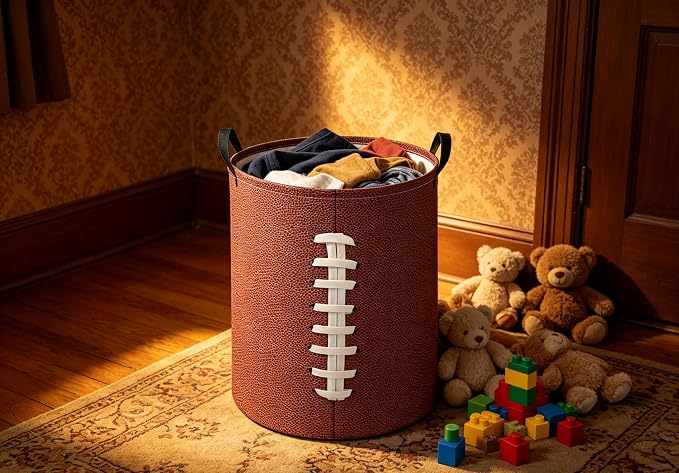 Baby Laundry Hamper kids laundry Basket Waterproof Laundry Bag for Bedroom Toy Clothes Organizer Room Décor(Football) - Image 7
