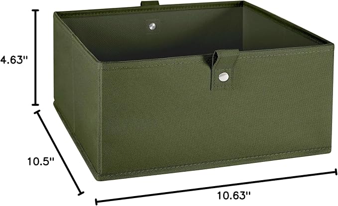 RiverRidge Kids 6pc Folding Storage Bins Set - 10.5”W x 5”H Fabric Boxes with Handles for Closet Organizer & Storage - Olive Cube Storage Organizer for Toys, Clothes & Crafts - Fits RiverRidge Shelves - Image 7