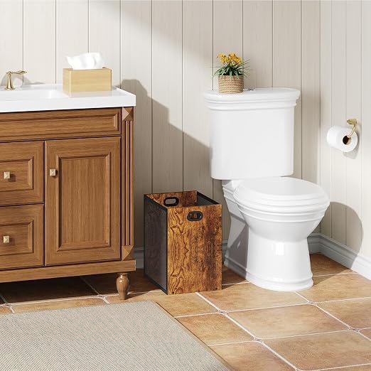 Huxitocan Retro Office Trash Can, Iron and Wood Combination Bedroom Garbage Can, Rectangular Design Wastebasket with Handle, Industrial Style Trash Can for Home Office, 4.5 Gallon (Patent Pending) - Image 9