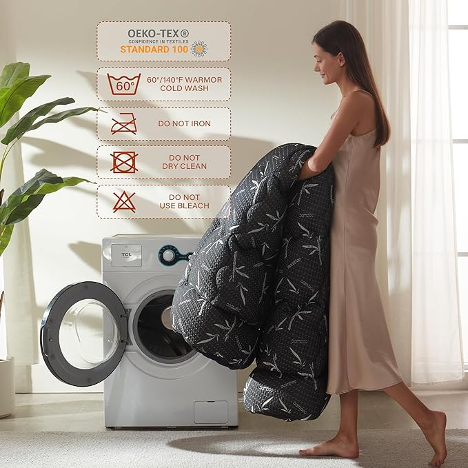 100% Waterproof Twin XL Size Mattress Topper, Thick Pillow Top Mattress Pad,Up to 22 Inch Deep Pocket, Soft Breathable Mattress Pad for Back Pain,Protector Cover (Black)