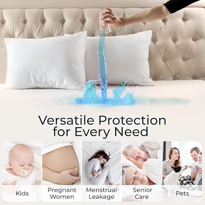2 Pack Twin XL Size Premium Waterproof Mattress Protector,Soft Breathable College Dorm Pad Cover,Noiseless Bed Cover - Stretch to 15'' Fitted Deep Pocket Protection