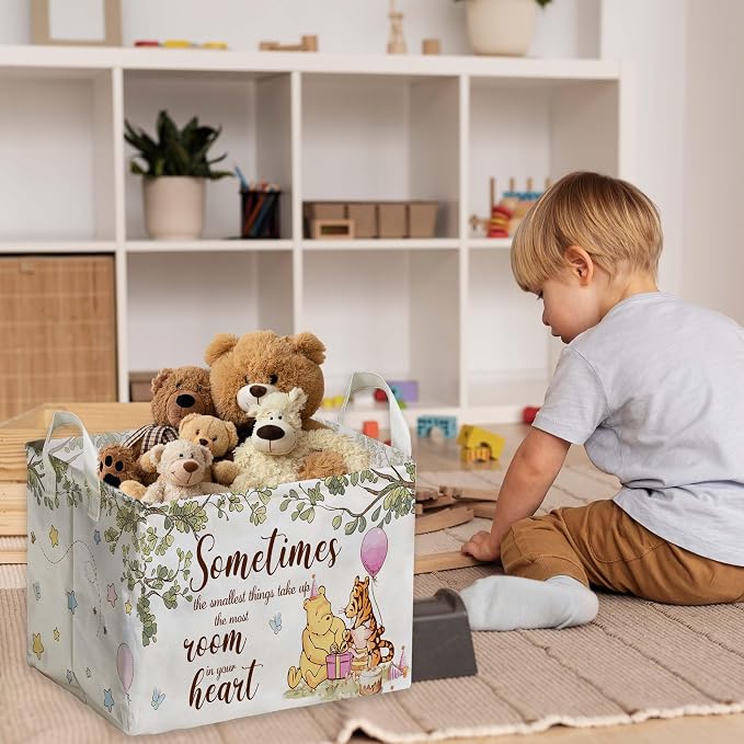 Winnie Nursery Decor, the Pooh Baby Stuff, Winnie Storage Nursery Basket, Large squarecanvas Laundry Hamper With A Waterproof PECoating, Foldable, Toys Bin, Baby Nursery HamperDecor, Star - Image 7