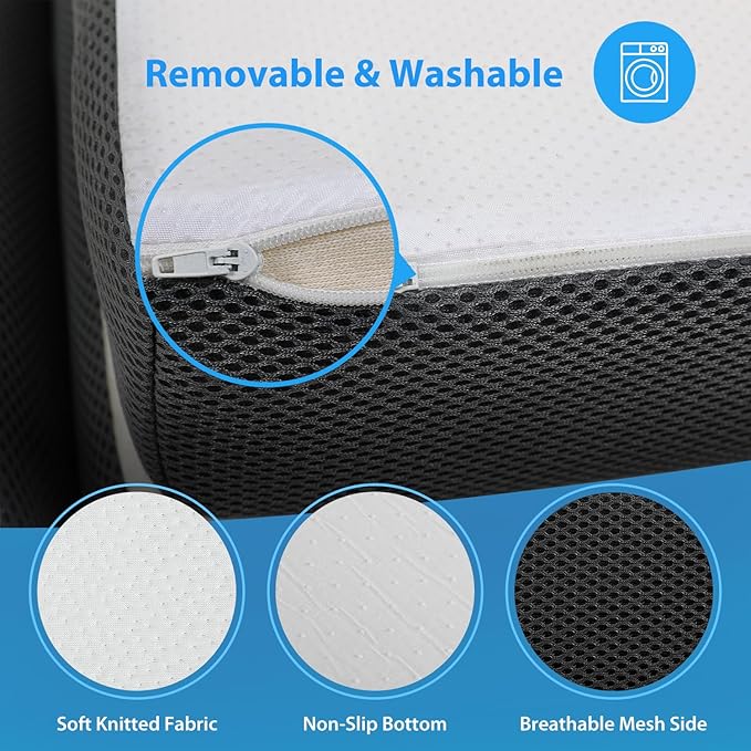 PayLessHere 3 inch Memory Foam Tri Folding Mattress/Portable Foldable Mattress Topper with Washable Cover Non-Slip Bottom for Camping, Guest, Floor RV, CertiPUR-US Certified,Twin