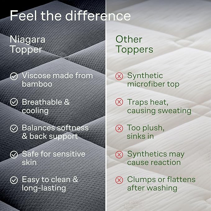 Ultra Soft Queen Size Mattress Topper - Viscose Made from Bamboo Pillow Top Mattress Pad for Back Pain Relief - Naturally Cooling for Hot Sleepers, Gray