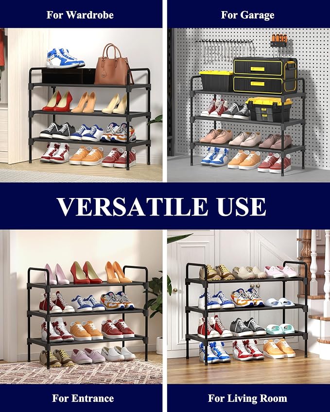 Kitsure Shoe Rack for Closet, Sturdy Shoe Storage for Entryway, Space-Saving Shoe Rack Small and Shoe Shelf, 27.6" Wide, Black - Image 8