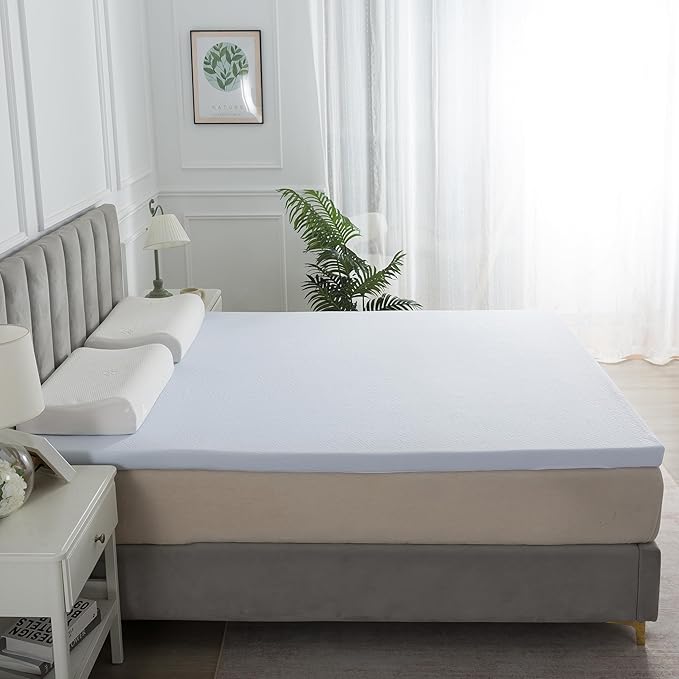 SHOUREN Mattress Topper Cover Only Twin, 2-3 Inch Zippered Mattress Topper Protector with Adjustable Straps, Ultra Soft Breathable Washable Encasement, Secure Fit, White