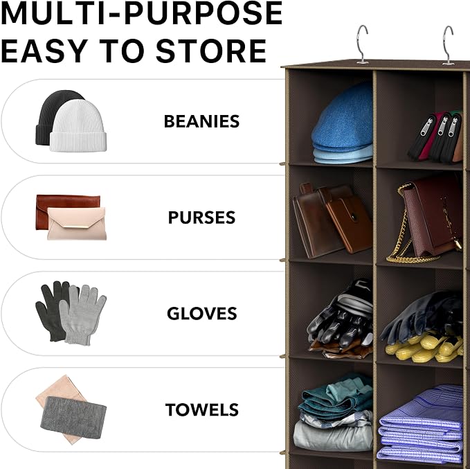 Simple Houseware 24 Section Shelves Hanging Shoes Organizer Holder for Closet, Brown - Image 7