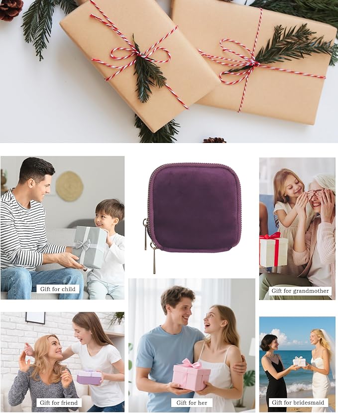 Stratalife 2-Layer Travel Jewelry Case Organizer Compact Storage Bag for Rings Earrings Necklace Bracelet Portable Velvet Jewelry Pouch with Zippers Accessories Travel Essentials Gift for Women Purple - Image 6