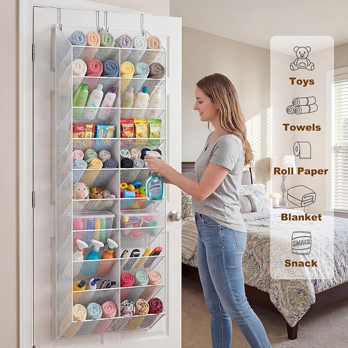 UVIAHOMI 20-30 Pairs Over the Door Shoe Organizer, Breathable Pocket Hanging Shoe Storage for Closet, 10-Tier Door Shoes Rack, Handing Shoes Holder Fit All the Family's Sneakers, Boots, Heels, White - Image 7