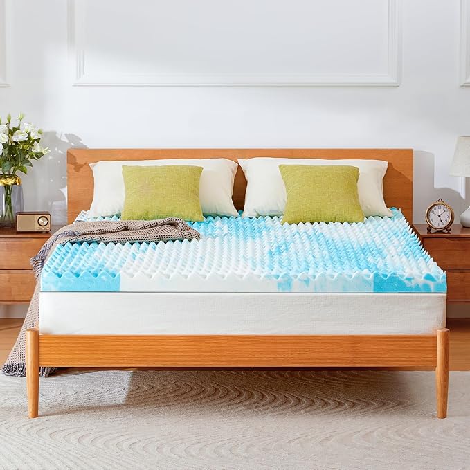 Marsail Full Size 3-inch Egg Crate Memory Foam, Mattress Topper with Infused Cooling Gel for Sleeper Sofa, RV, Camper, CertiPUR-US Certified