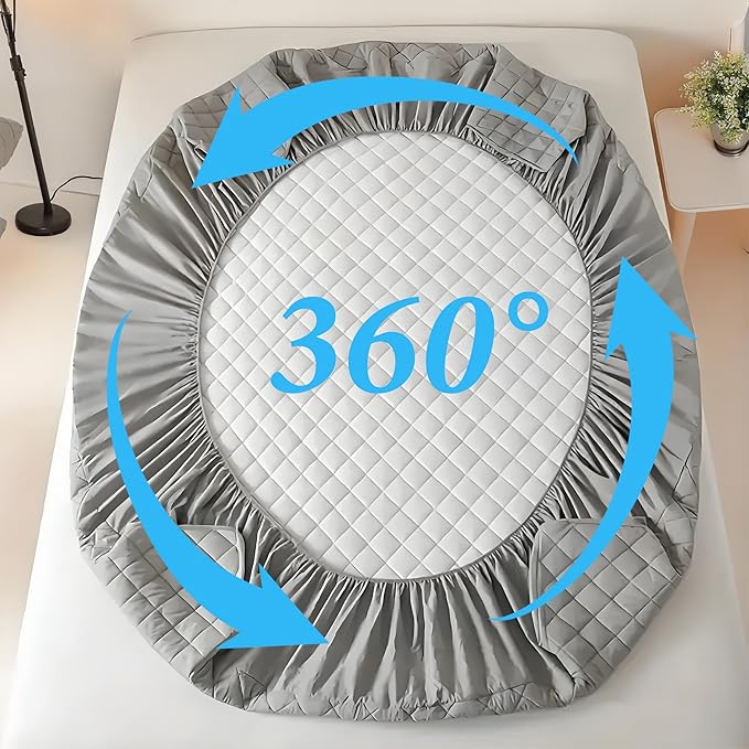 Waterproof Mattress Protector, Queen Size Cooling 3D Air Fabric Bed Pad Cover Noiseless with Deep Pocket 4"-14" Depth, Soft Breathable Dirt-Proof Bed Mattress Cover Washable (Blue, Full)