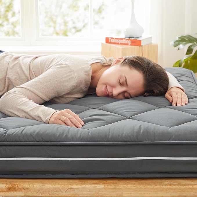 4Inch Narrow Twin Floor Mattress,3-Layer Structure Cot Mattress Topper,Gel Memory Foam,Removable Thickened Cover,Portable Roll Up Sleep Pad(75X30X4“)