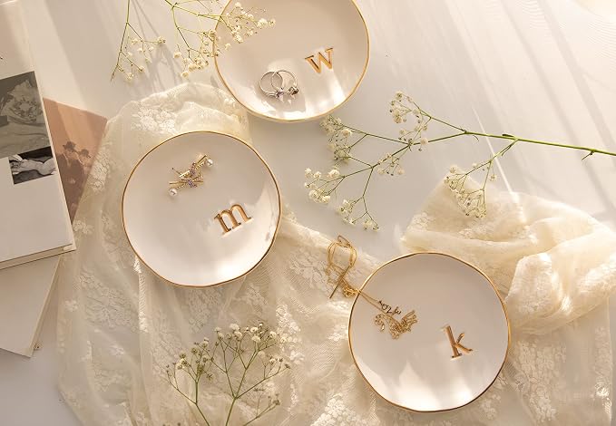 COLLECTIVE HOME - Ceramic Jewelry Tray, Decorative Trinket Dish for Rings Earrings Necklaces Bracelet Watch Keys, Birthday Mother's Day Christmas Gift for Women, 4.75", White Surface (A) - Image 7