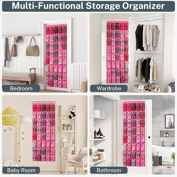 40-Pocket Over the Door Shoe Organizer - Large Mesh Pocket Hanging Shoe Organizer,Behind the Door Shoes Storage Holder Hanger - Image 7