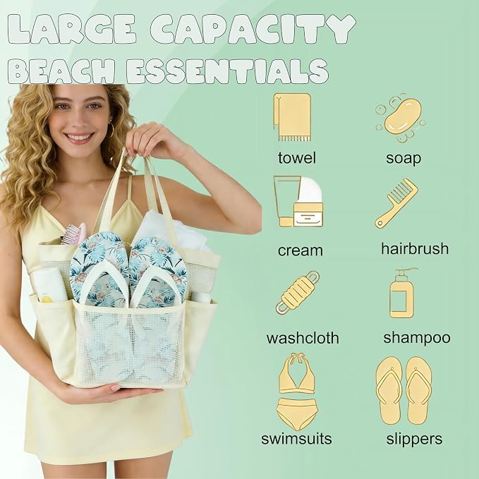 Attmu Mesh Shower Caddy Portable, Quick Dry Hanging Shower Tote Bag for College Dorm Room Essentials, Large Capacity Caddy Dorm for Bathroom Gym Swimming - Image 7