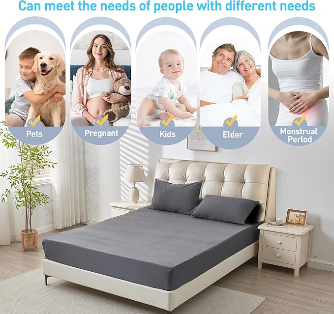 Twin Mattress Protector, Waterproof Mattress Cover with 18" Deep Pocket Bed Cover, Fitted Sheet Style Noiseless Breathable Machine Washable, Dark Gray (39' X 75'')