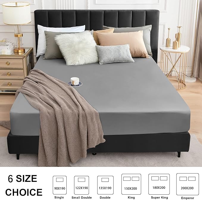 Sufdari Twin XL Mattress Protector,Waterproof Mattress Protector,Fitted Sheet Style Mattress Cover with 18" Deep Pocket,Washable and Comfortable-Gray,Twin XL