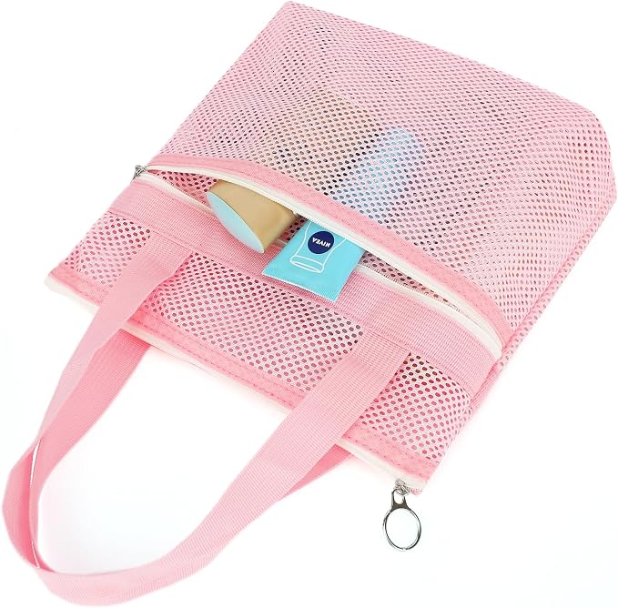 Fammart Mesh Shower Caddy Portable with Zipper & 2 Pockets - Quick Dry Shower Caddy Hanging for Travel Gym Camp Beach - Organizer Bag Bathroom Essentials for College Dorm - Image 8