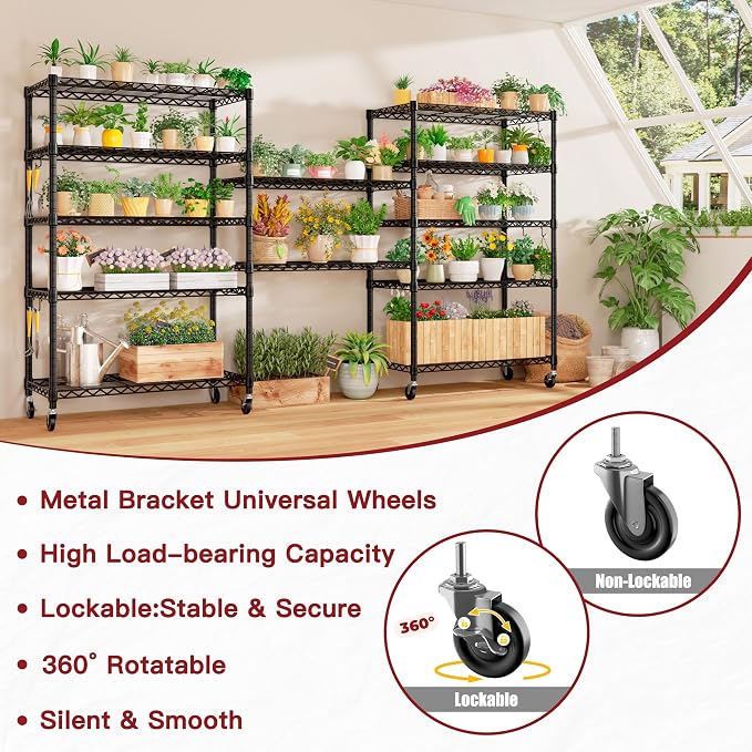 PrimeZone 6 Tier Wire Shelving with Wheels 79''H 1500lbs Storage Shelves NSF Certified Heavy Duty Steel Metal Shelf Adjustable Rolling Rack Kitchen Garage Closet Pantry Laundry 79''HX36''WX16''D - Image 9