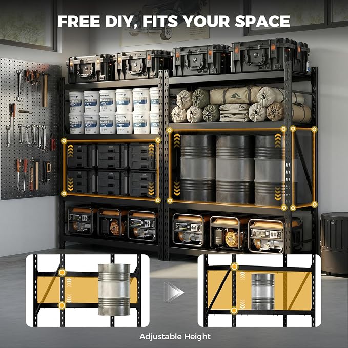 CAMMOO 61''W Storage Shelves, 6000LBS Metal Garage Shelving Unit with Magnetic Label, Upgraded Structure, Solid Steel Industrial Rack, Easy Assembly for Warehouse,Basement, 61''W x 24''D x 72''H - Image 9