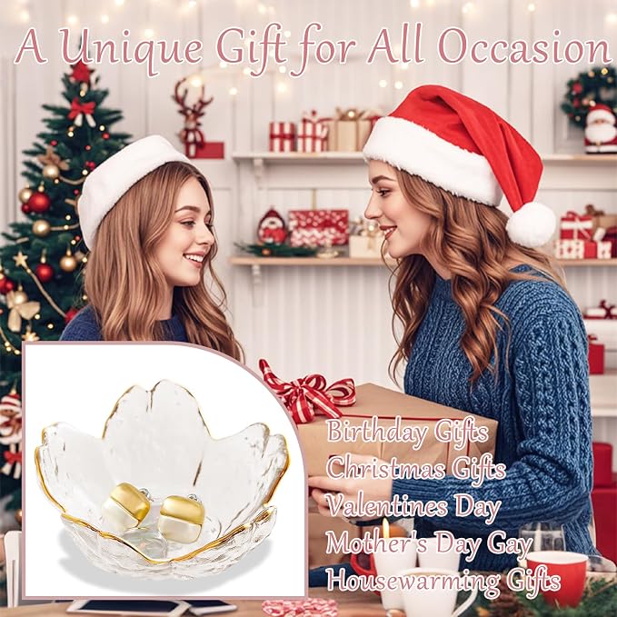 Birthday Gifts for Women Jewelry Dish Glass Ring Dish Holder Jewelry Tray Cute Vanity Organizer Room Decor Jewellery Tray Crystals Trinket Dish Nightstand Bedroom Decor Christmas Friendship Gifts - Image 9
