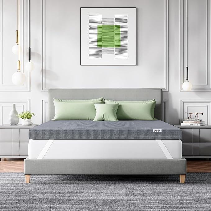 3 Inch Firm King Mattress Topper with Cooling Gel & Bamboo Charcoal, Firm King Memory Foam Mattress Topper for Pain Pressure Relief, CertiPUR-US Certified, Removable Cover